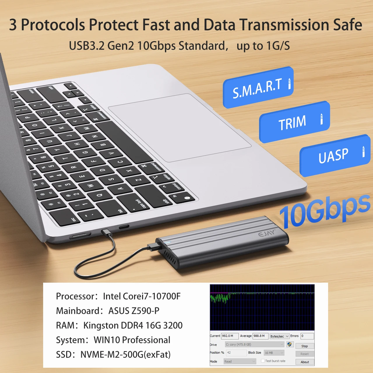 EJAY 10Gbps M.2 NVMe SSD Case  - 8Tb M2 Nvme Ssd 评论和价格